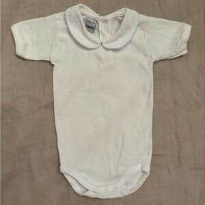 Babidu White Baby Onesie with Peter Pan Collar